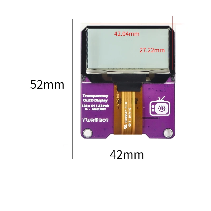 Pantalla OLED azul de 1,51 ", 128x56, 12856, I2C IIC, transparente, módulo LCD, SSD1309 para Arduino - imagen 4