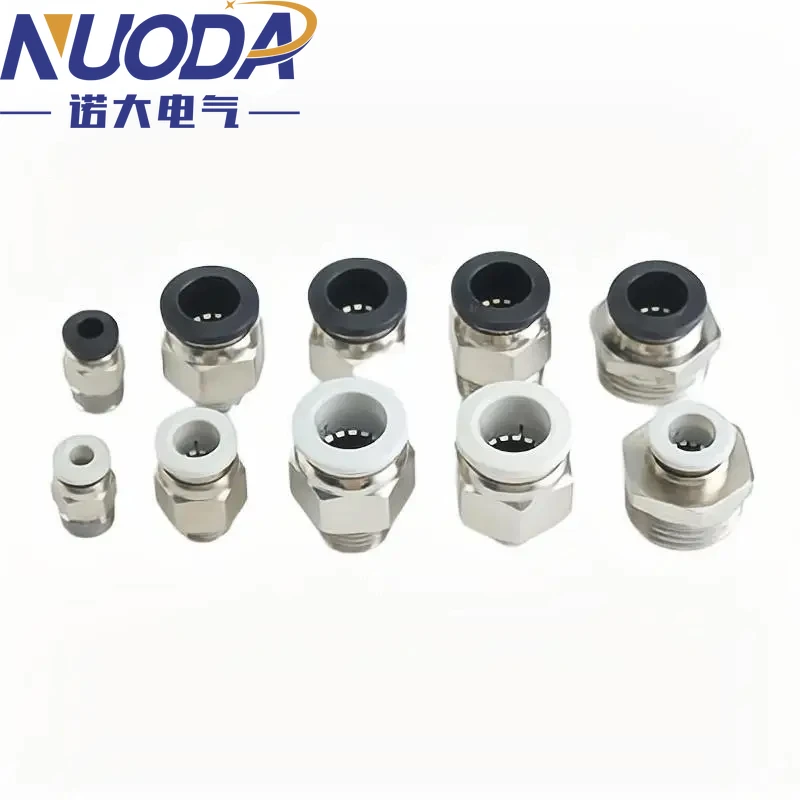 NUODA conector de aire neumático montaje PC 6-10mm12mm14mm16mm rosca 1/8 1/4 3/8 1/2 accesorios de manguera de aire negros conectores rápidos de tubería - imagen 2