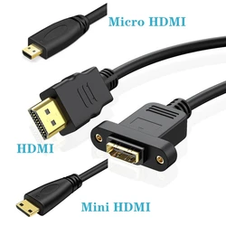 Adaptador Micro HDMI a Mini HDMI hembra con tornillos de fijación
