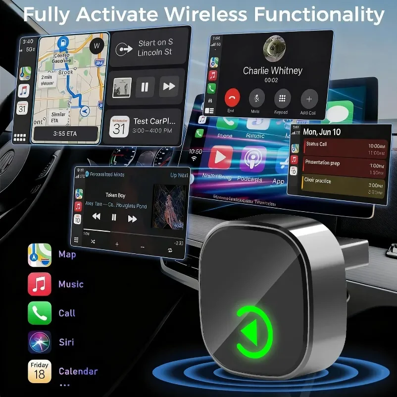 Adaptador inalámbrico Android Auto 2 en 1, Dongle CarPlay inalámbrico, sistemas inteligentes para coche, caja inteligente AI para coche con CarPlay con cable - imagen 4