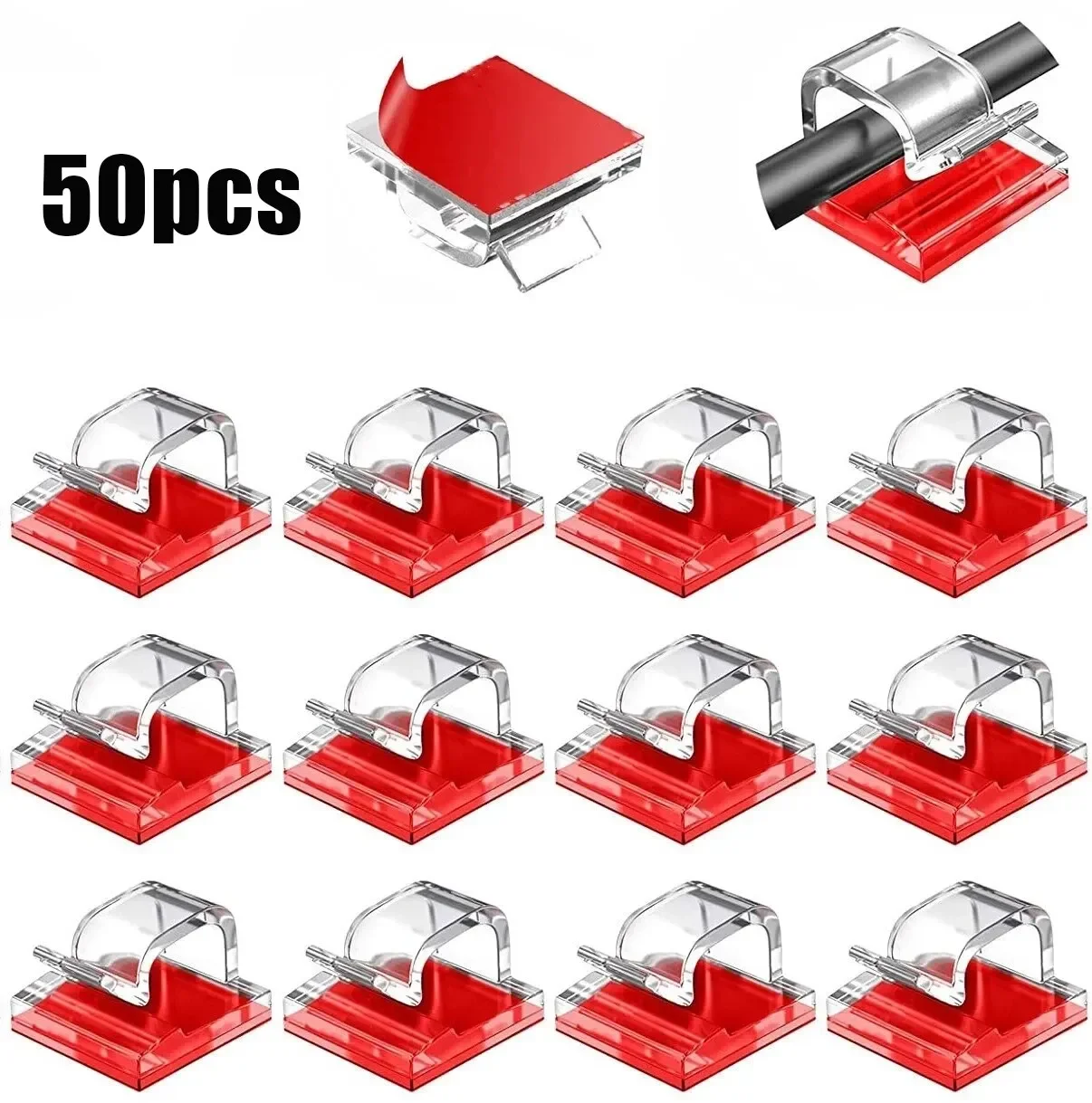 Clips organizadores de cables, gestión de cables, soporte para cables, carga USB, línea de datos, bobinadora, gancho montado en la pared, 50/100 Uds.