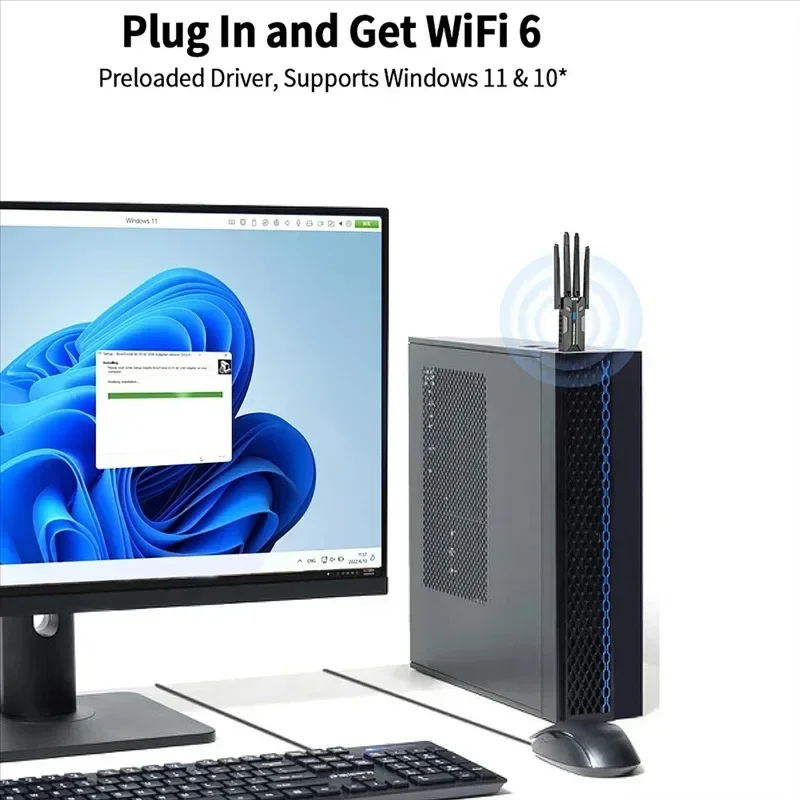 Tarjeta de red de 1800Mbps WiFi 6 USB 3,0 adaptador inalámbrico de doble banda 2,4G/5G, transmisor receptor de red sin controlador para ordenador portátil - imagen 3