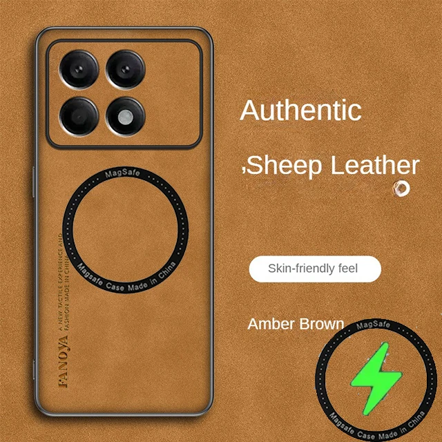 Para Poco F6 Pro funda para Xiaomi 15T 17 14T 15 ultra 15s Poco x6 m6 x7 m7 f7 Pro Fundas de cuero de oveja magnética magsafe - imagen 2