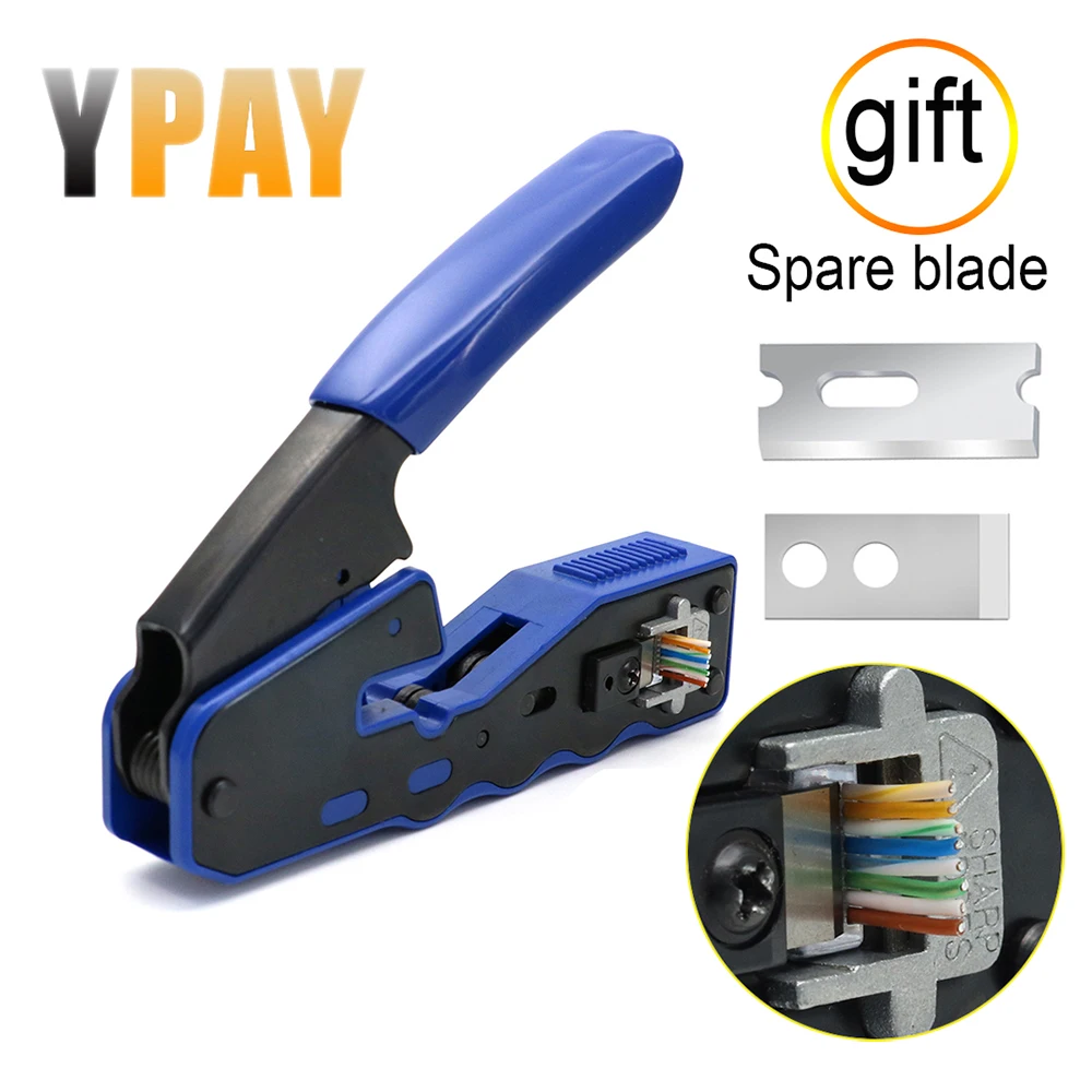 YPAY rj45 herramientas de red manuales alicates cat5 cat6 8p rg rj 45 cable ethernet pelador prensado abrazadera pinzas clip rg45 lan - imagen 3