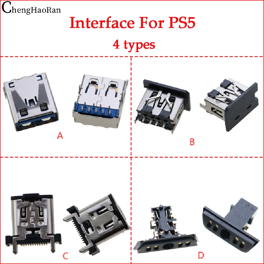 ChengHaoRan-controlador de consola de juegos PS5, auriculares tipo c, interfaz de carga 2 en 1, USB 2.03.0, accesorios de interfaz, 2 piezas