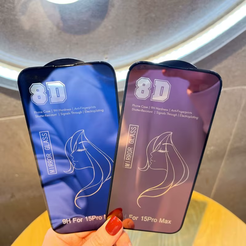 Cristal templado de espejo 8D para Apple iPhone 15 Pro Max 15Plus 15Pro, Protector de pantalla, película protectora de cobertura completa - imagen 2