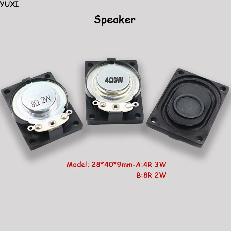 YUXI-altavoz de 8 ohmios, 2 piezas, Rectangular, 2840, 2W, 4 ohmios, 3W, portátil, timbre, intercomunicador