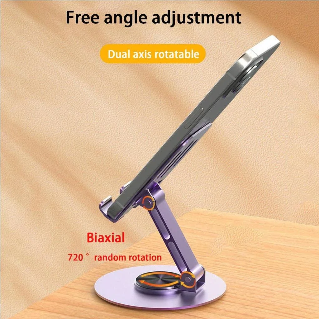 Soporte Para Teléfono Ajustable Metal 360 ° Soporte plegable giratorio para teléfono móvil, soporte de escritorio para tableta, portátil, retráctil, Universal - imagen 2