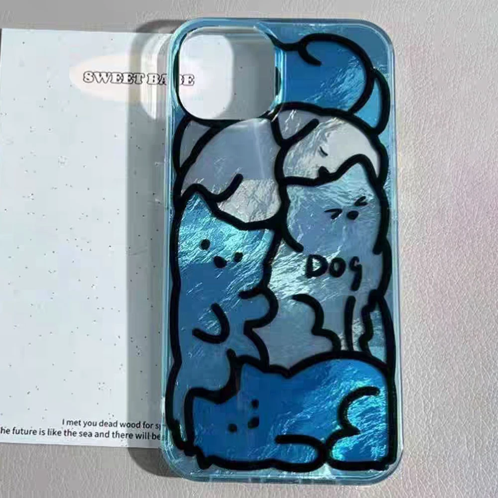 Para Samsung Galaxy S25 Edge S24 S23 S22 S21 S20 FE Plus Ultra Line Puppy Blue Vortex patrón parachoques trasero a prueba de golpes funda de teléfono - imagen 3