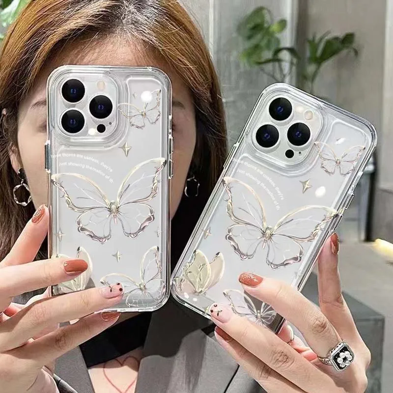 Funda de teléfono con mariposa dorada para Samsung Galaxy S25 S24 S23 Ultra S22 Plus S21 FE A56 A36 A16 A55 A54 A53 A35 A34 A33 A52 A14 - imagen 2