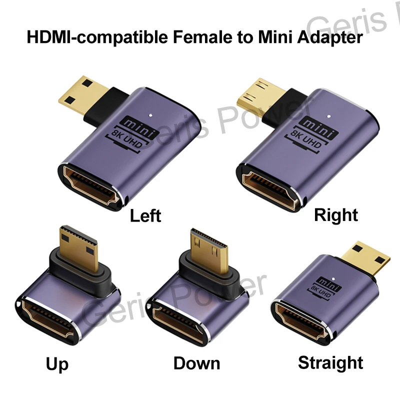 Extensor de adaptador Compatible con HDMI 2,1, convertidor macho a hembra de ángulo recto de 90 y 270 grados, conector HD 8K para ordenador portátil HDTV PS4 - imagen 2