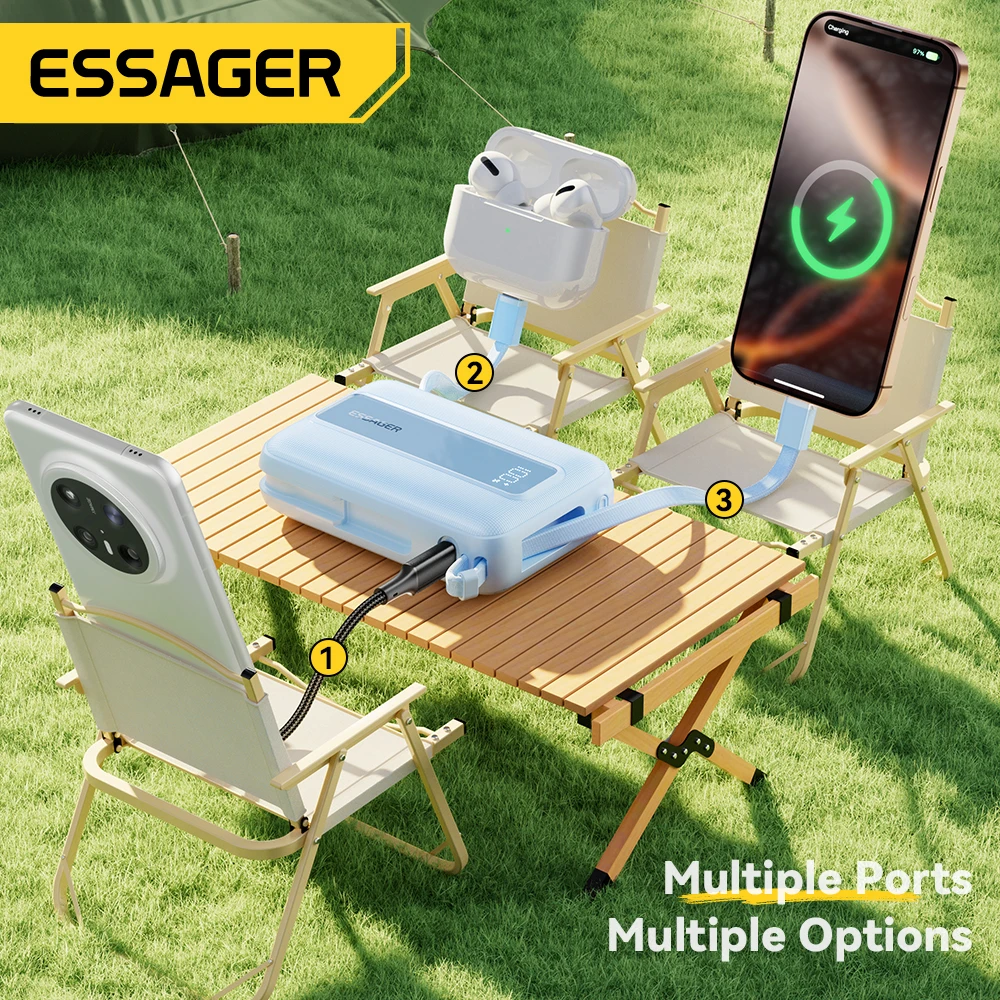 Essager 20000mAh Power Bank PD22.5W Cable Dual carga rápida Powerbank cargador de batería externo portátil para iphone Huawei ipad - imagen 4