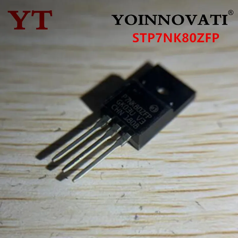 MOSFET de potencia, 10 piezas, P7NK80, P7NK80ZFP, STP7NK80ZFP, TO-220F, 800V, 1,5 ohm, 5,2 A, la mejor calidad - imagen 2