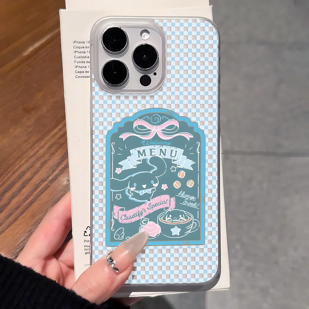 Bonita funda de teléfono Cinnamoroll mate transparente esmerilada a prueba de golpes para IPhone 16 15 14 Plus 13 12 11 8 Pro X XR Max 7 8 Plus - imagen 5