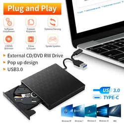 Grabadora DVD/CD externa USB 3.0 ultrafina para portátil y PC
