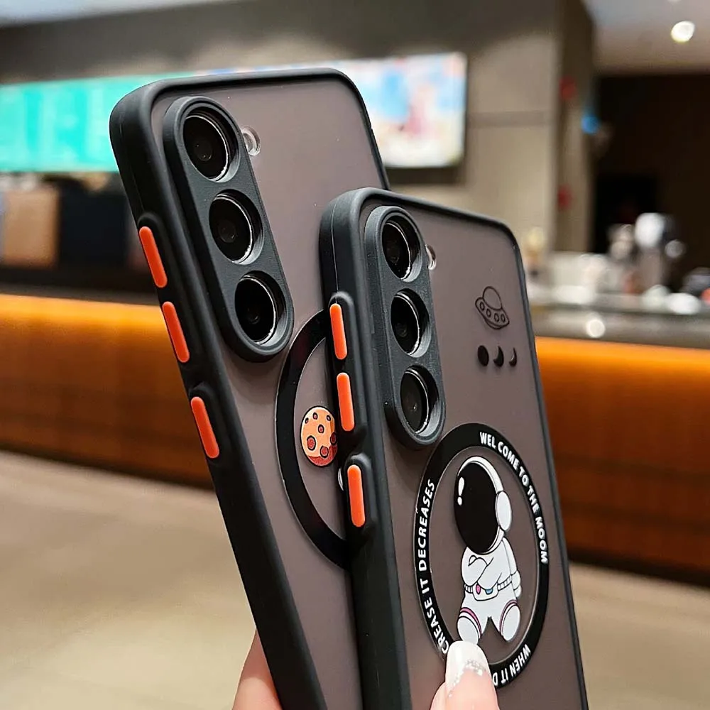 Para Magsafe funda magnética de carga inalámbrica para Samsung Galaxy S25 S24 S23 S22 S21 Plus Ultra S20 FE astronauta espacial cubierta mate - imagen 5