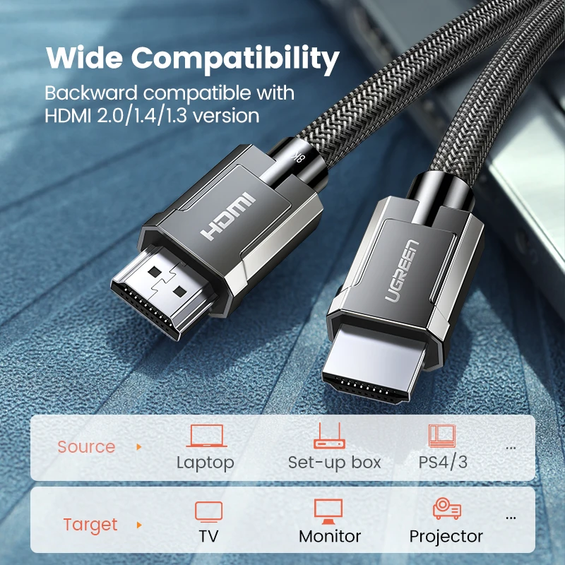 Ugreen-Cable HDMI para Xbox X, PS5, Xiaomi Mi Box 8K/60Hz, 4K/120Hz, 48gbps, HDR10 + - imagen 5