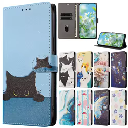 Poco C75 C65 funda con tapa tipo billetera funda de teléfono para Xiaomi Poco C 75 C65 C51 C61 C55 C51 C50 funda de dibujos animados lindo gato Animal Etui