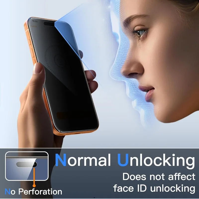 Protector de pantalla de privacidad para iPhone 17 16 15 14 13 12 11 Pro Max Air, vidrio antiarañazos para iphone 16E XR XS Max, 2 uds. - imagen 5