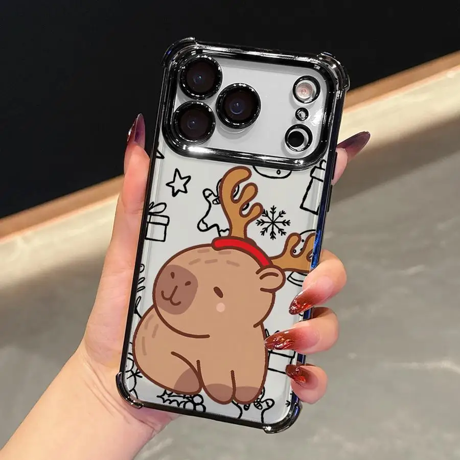Funda navideña de capibara para iPhone 16 15 14 Plus 13 12 11 Pro Max 17 Air 16e - imagen 3