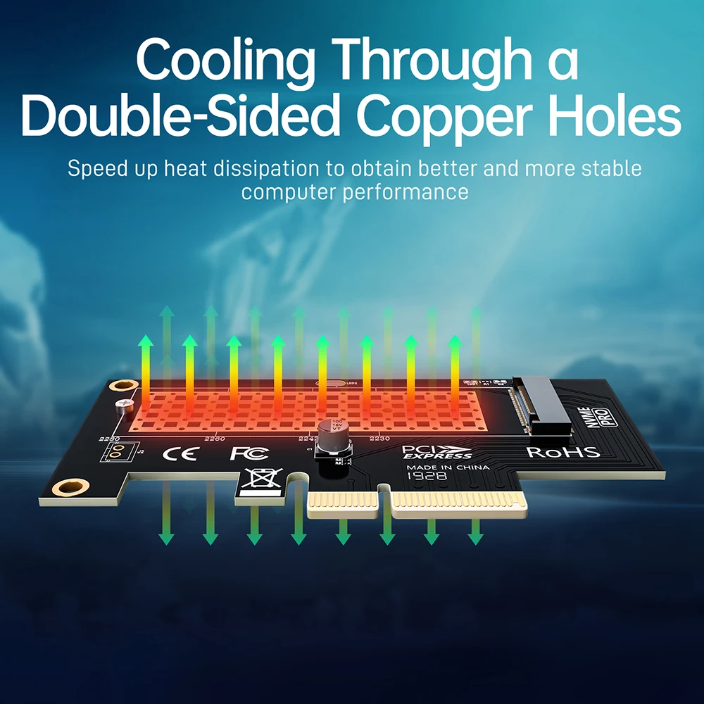 JEYI-adaptador M.2 NVME a PCIe 4,0 3,0 SSD, tarjeta de expansión PCIe 4,0 X4 X8 X16 de 64Gbps para PC de escritorio, PCI-E GEN4 GEN3 de velocidad completa - imagen 5