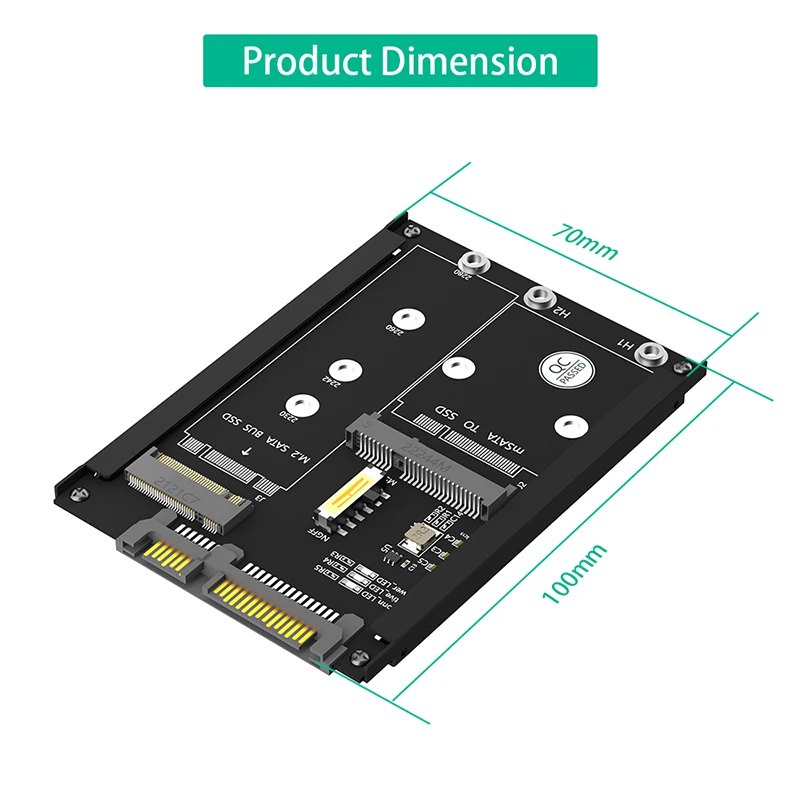 Nuevo con carcasa de Metal NGFF B/B + M Key M.2 SATA SSD M2/mSATA a SATA convertidor mSATA SSD a 7mm 2,5 "SATA3.0 6Gb adaptador tarjeta Riser - imagen 3