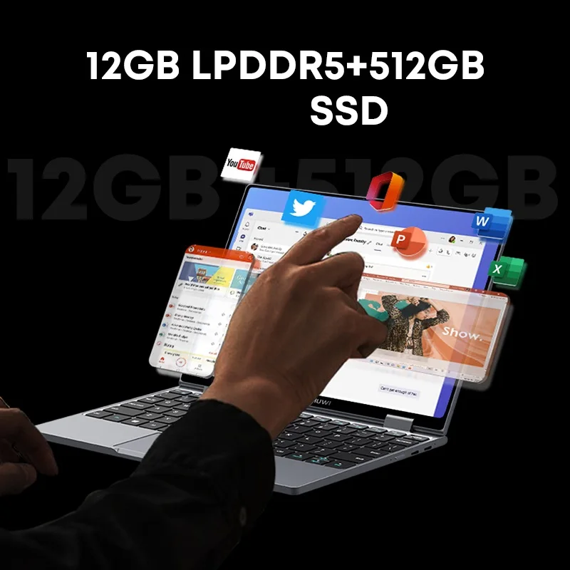 CHUWI-MiniBook X, tableta portátil 2 en 1, 12GB LPDDR5, SSD de 512G, Intel N100, pantalla IPS FHD de 10,51 pulgadas, Notebook con Windows 11, 1920X1200 - imagen 4