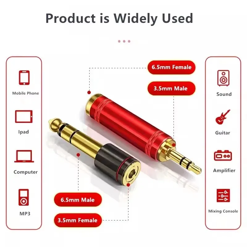 Adaptador de Audio de 3,5mm a 6,35mm, adaptadores de auriculares macho hembra, conectores 6,5 3,5, auriculares, micrófono, altavoz, convertidor de guitarra - imagen 5