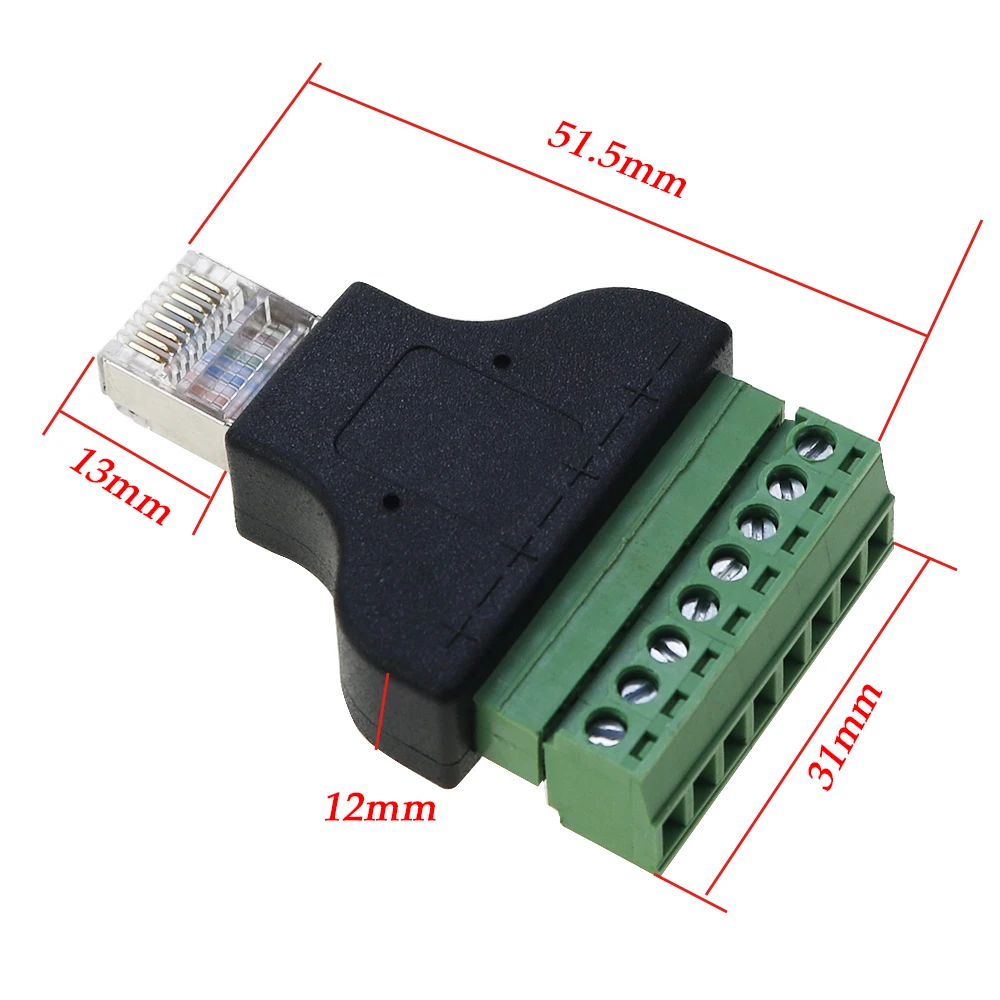 Bloque de terminales de tornillo RJ45 a 8 p, conector Ethernet RJ45 macho hembra a 8 pines, Cable adaptador de red para CCTV DVR - imagen 2