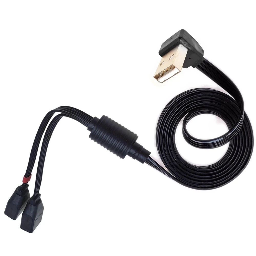 10CM 20CM codo de ordenador de coche USB uno a dos cable de carga de datos codo de 90 grados USB uno a dos cable de extensión hembra - imagen 5