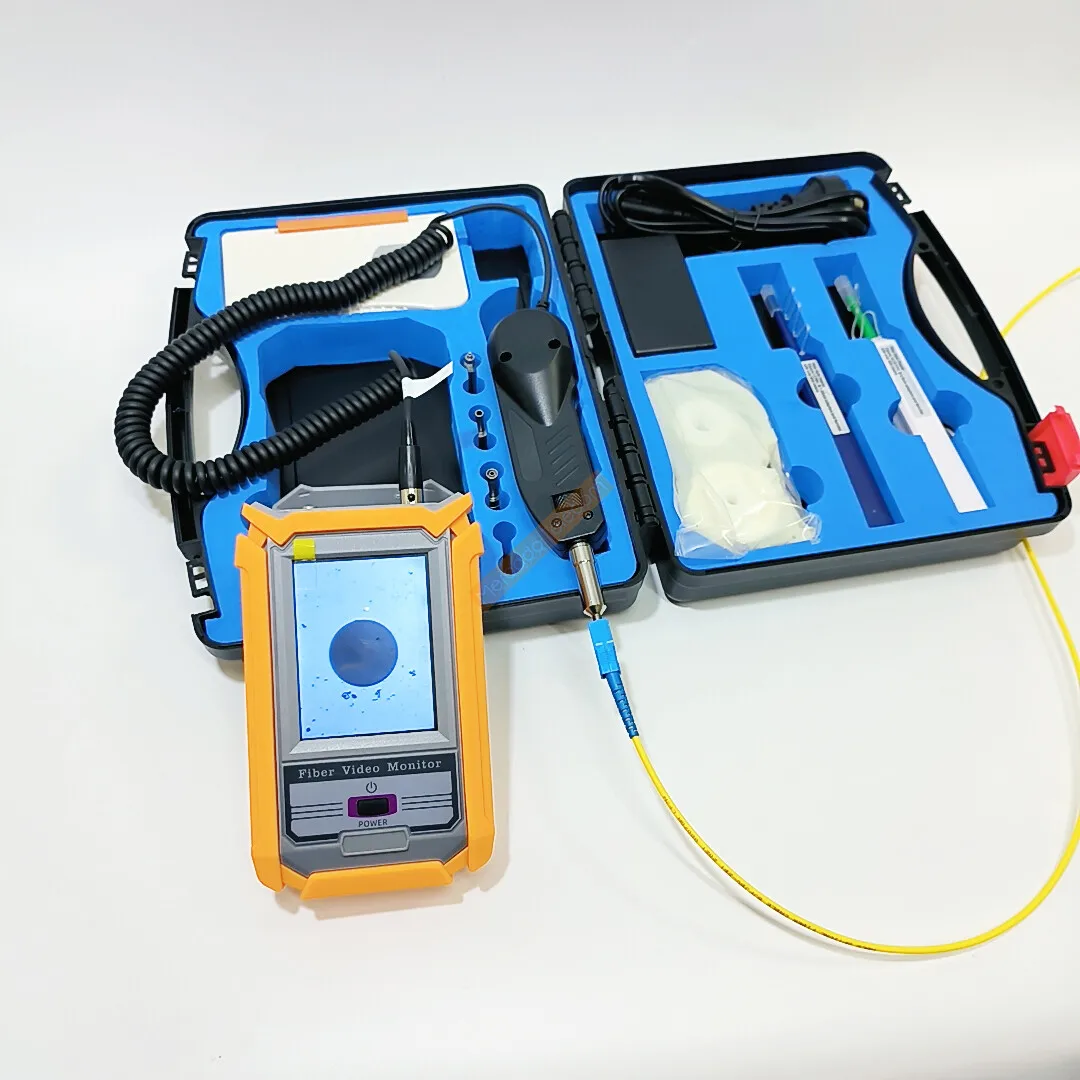 FVM-100 inspección de fibra de vídeo sonda microscopio fibra óptica extremo cara inspección Detector pantalla herramientas de limpieza óptica