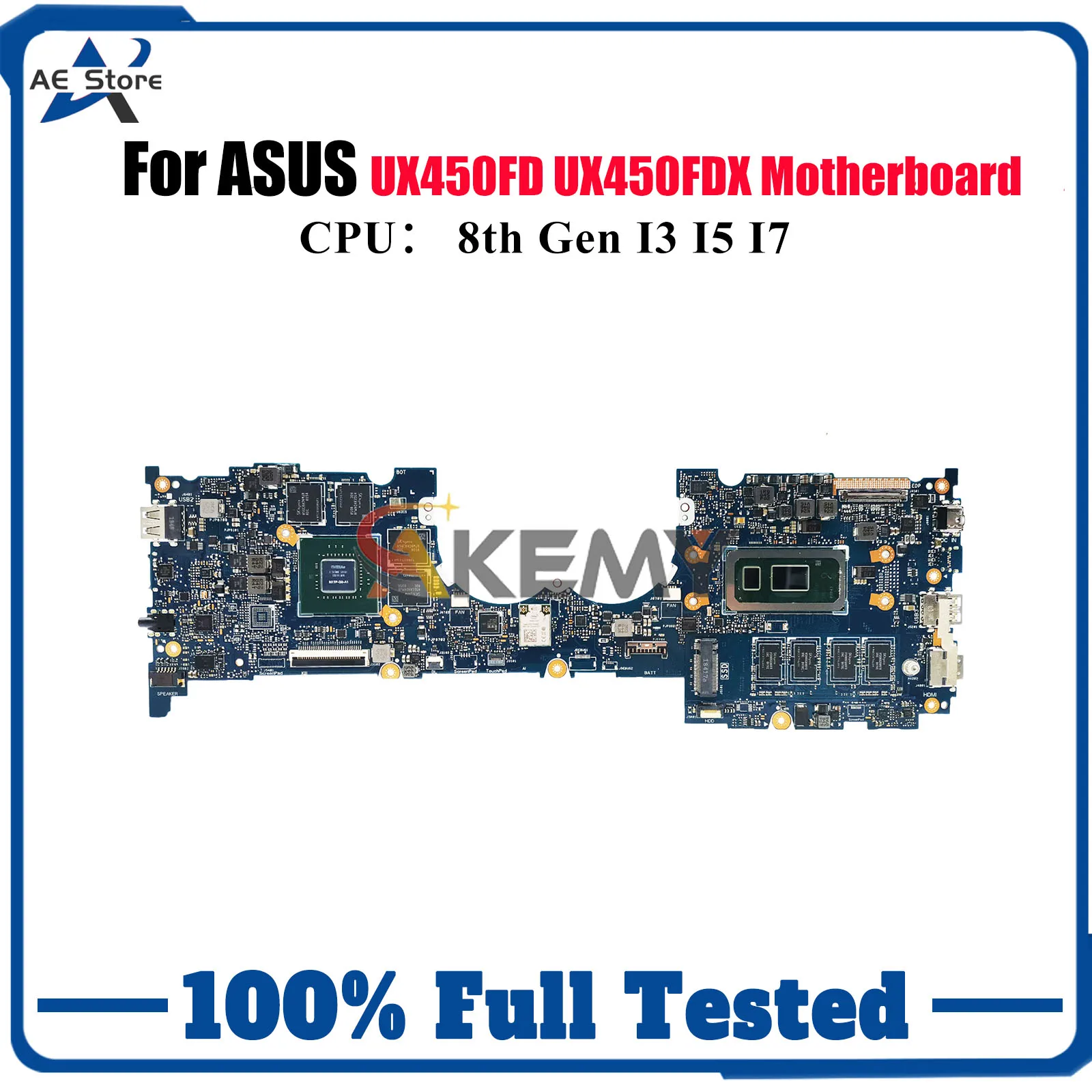 Placa base para ordenador portátil UX450FD para ASUS ZenBook UX450F UX450FD UX450FDX placa base para portátil con CPU I3 I5 I7 100% pruebas OK envío rápido