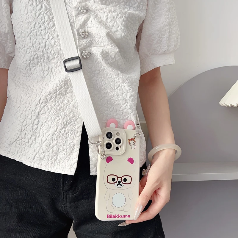 Para Xiaomi Redmi 8 9 9T A1 A3 Note 7 8 9 10 Pro funda de oso con soporte de cuerda - imagen 5