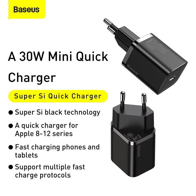 Baseus Cargador USB-C 30W PD Carga Rápida iPhone - imagen 4