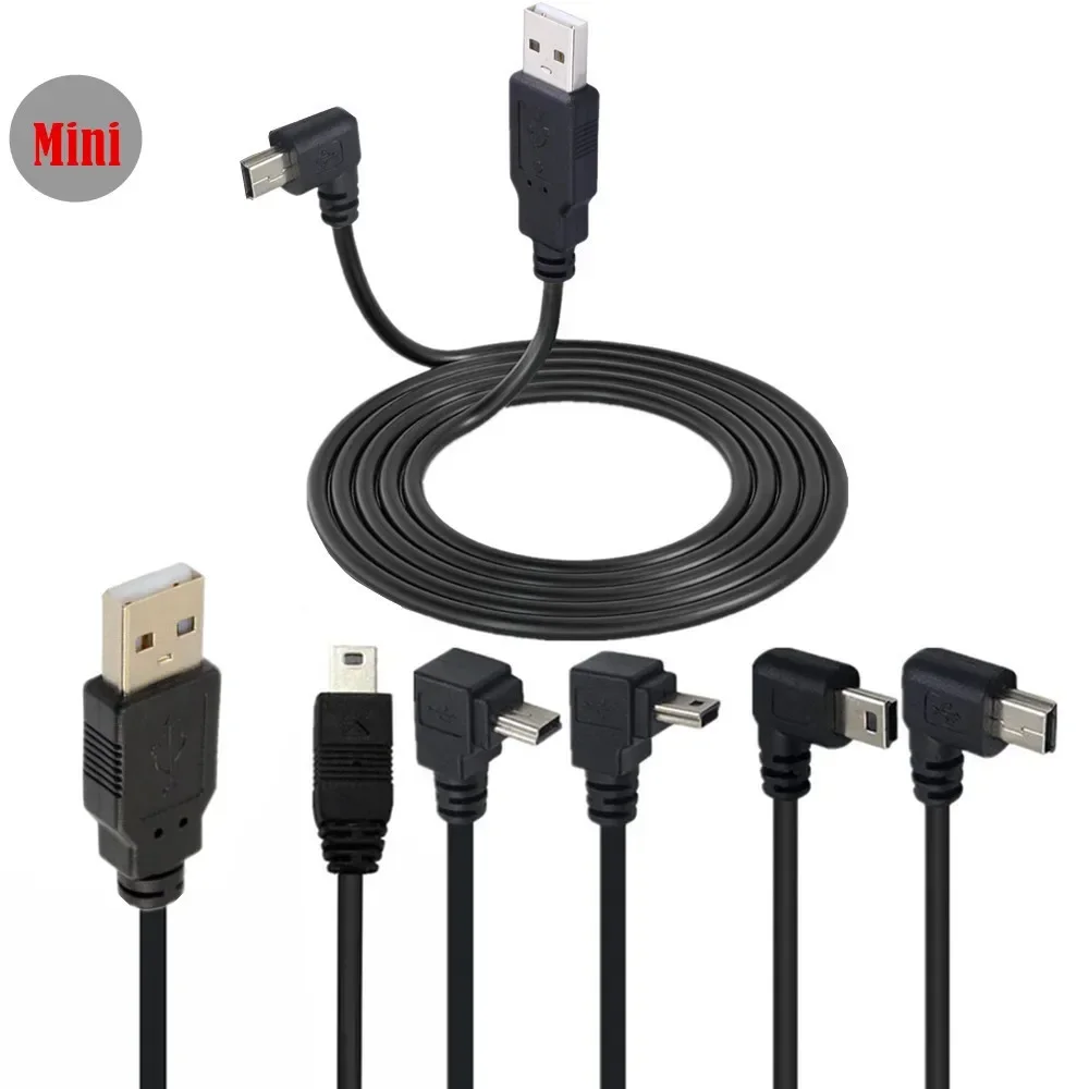 Cable de datos USB A macho A Mini USB B 5 pines macho 90 grados arriba/abajo/Izquierda/ángulo derecho adaptador de sincronización de carga 0,25 M 0,5 M 1,5 M 3M 5M - imagen 2