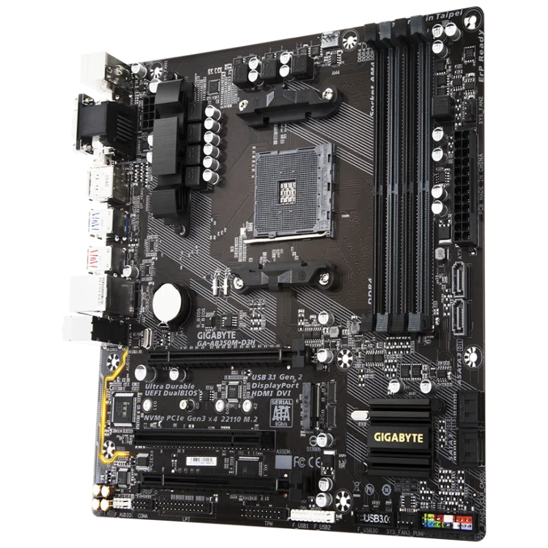 GIGABYTE GA-AB350M-D3H (AM4/ B350/ CrossFire de 2 vías/ HDMI/ DP/ M.2/ SATA/ USB 3.1 tipo A/ Micro ATX/ DDR4/placa base) - imagen 4