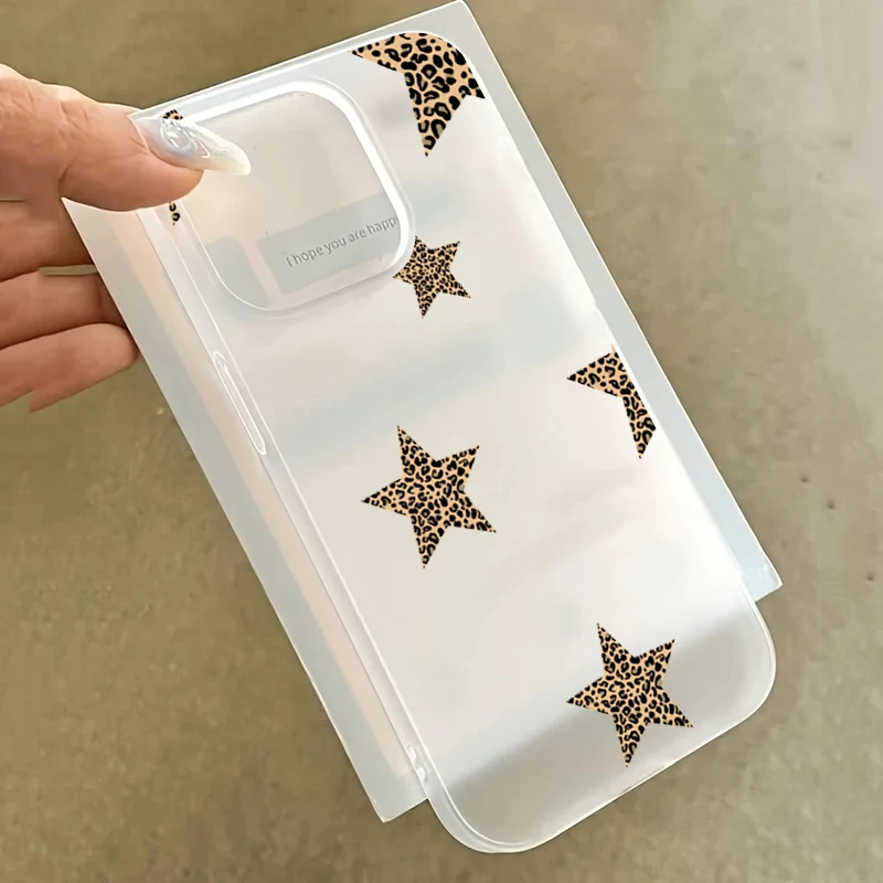 Funda de teléfono esmerilada con estrella de leopardo Simple y elegante para iPhone 17 Pro Max 16 15 14 Plus 13 12 Mini 11 7 8 XS X XR 16E 17Air - imagen 2