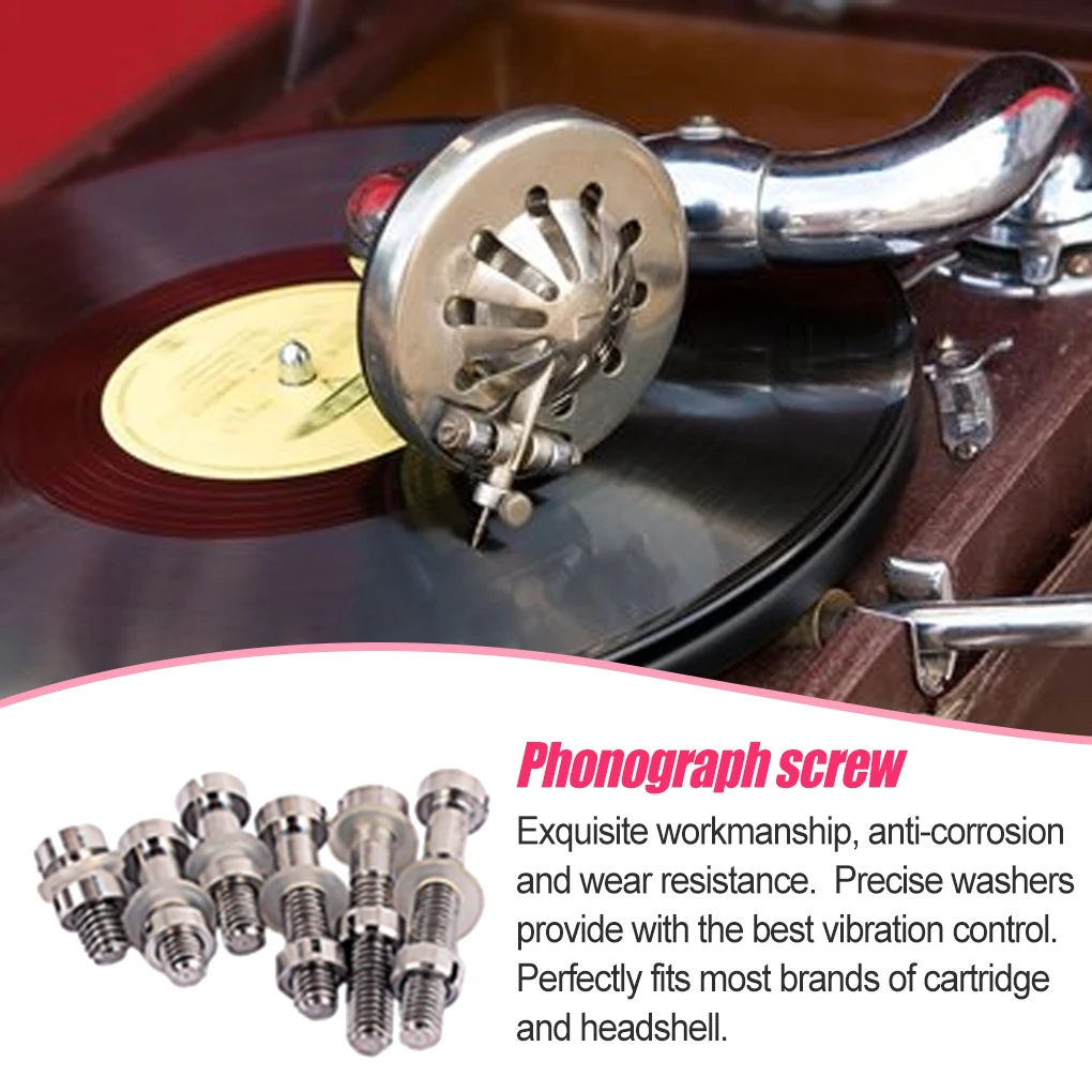 Kit de montaje de cartucho Stylus para tocadiscos, juego de tuercas antideslizantes, pernos de tornillo de fonógrafo, accesorios de reproductor de discos LP - imagen 2