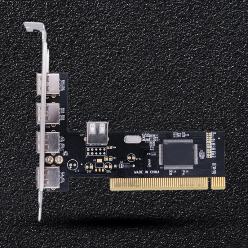 Tarjeta PCI USB 2,0, 5 puertos, 4 externos, 1 expansión interna PCI A Adaptador USB 2,0, controlador de alta velocidad de 480Mbps para escritorio - imagen 3