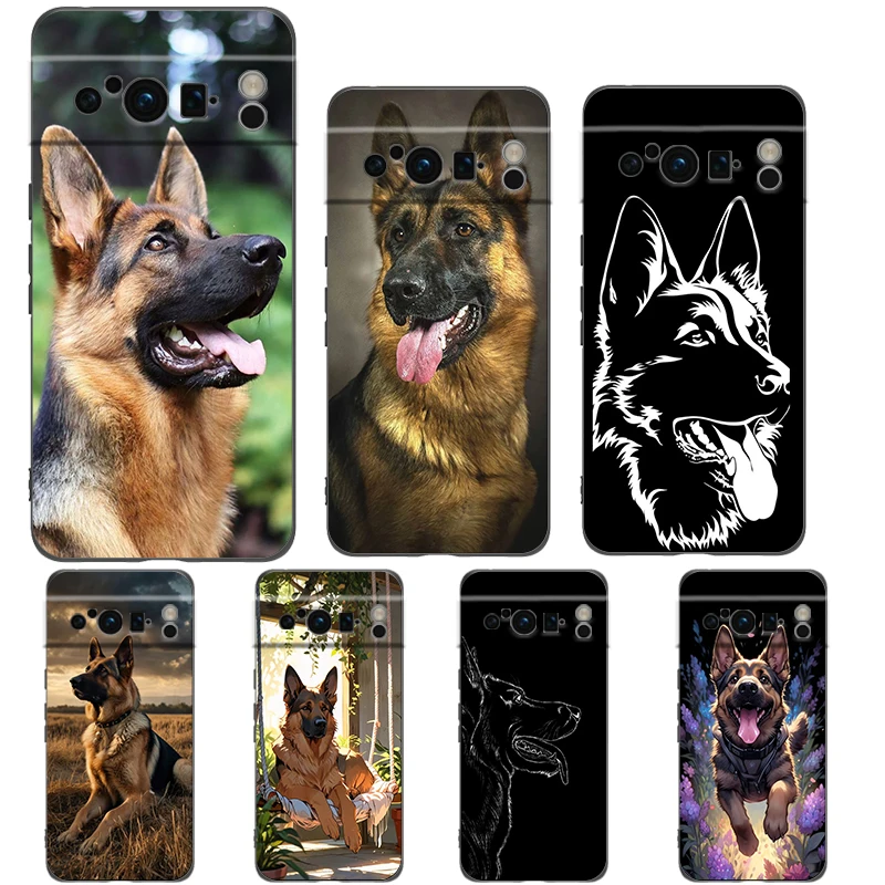 Funda de teléfono Beauty German Shepherd Dog para Google Pixel 10 9 8 7 6 Pro XL 9A 8A 6A 7A 5G, funda negra de TPU suave a prueba de golpes
