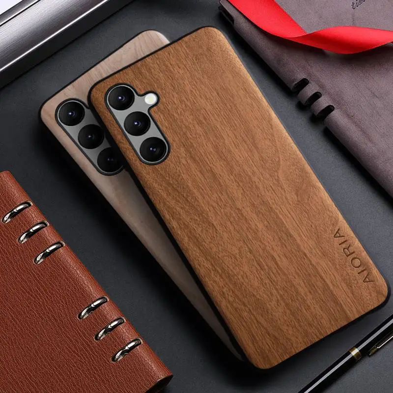 Funda para Samsung Galaxy A55 A73 A72 A71 A70 A42 A41 A40 A34 A33 A32 A31 A30 A24 A22 A21 A12 5G Funda de cuero con patrón de madera de bambú