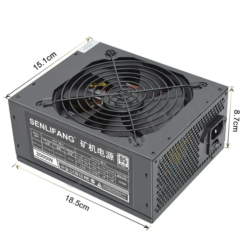 160V-240V ETC RVN ATX PC PSU para máquina de minería BTC módulo completo 1800W 2000W fuente de alimentación de minería compatible con 8 GPU - imagen 2