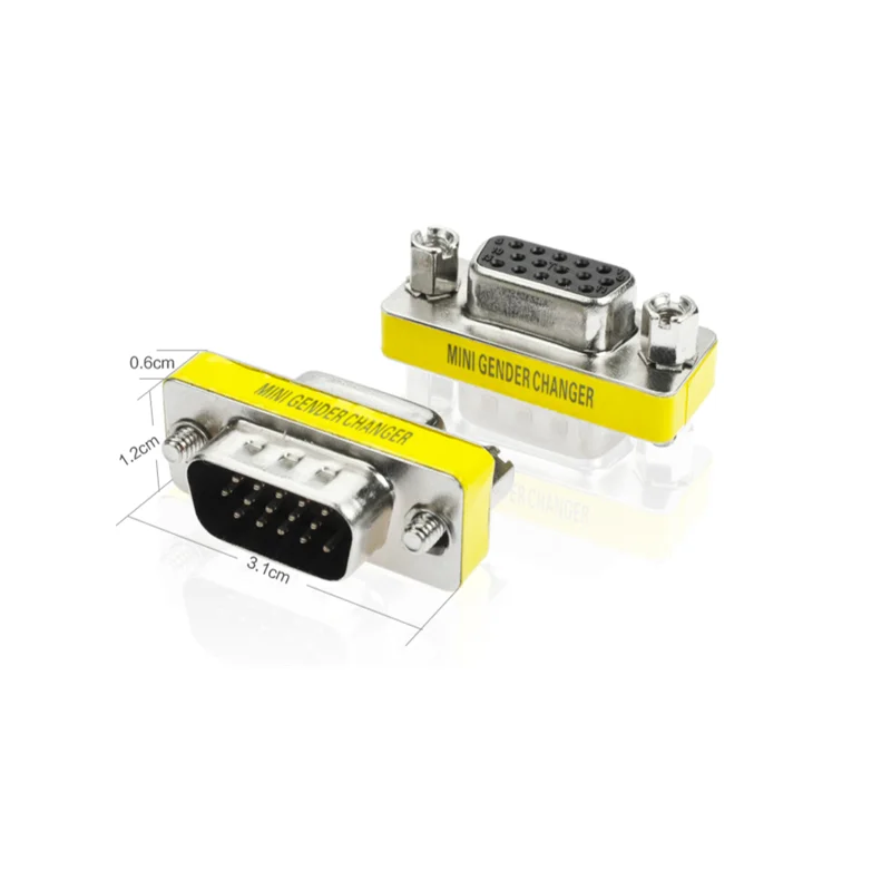 Adaptador de 5 uds HD15Pin VGA D corto Vga macho a hembra adaptador de vídeo adaptador extensible para Monitor vga - imagen 3