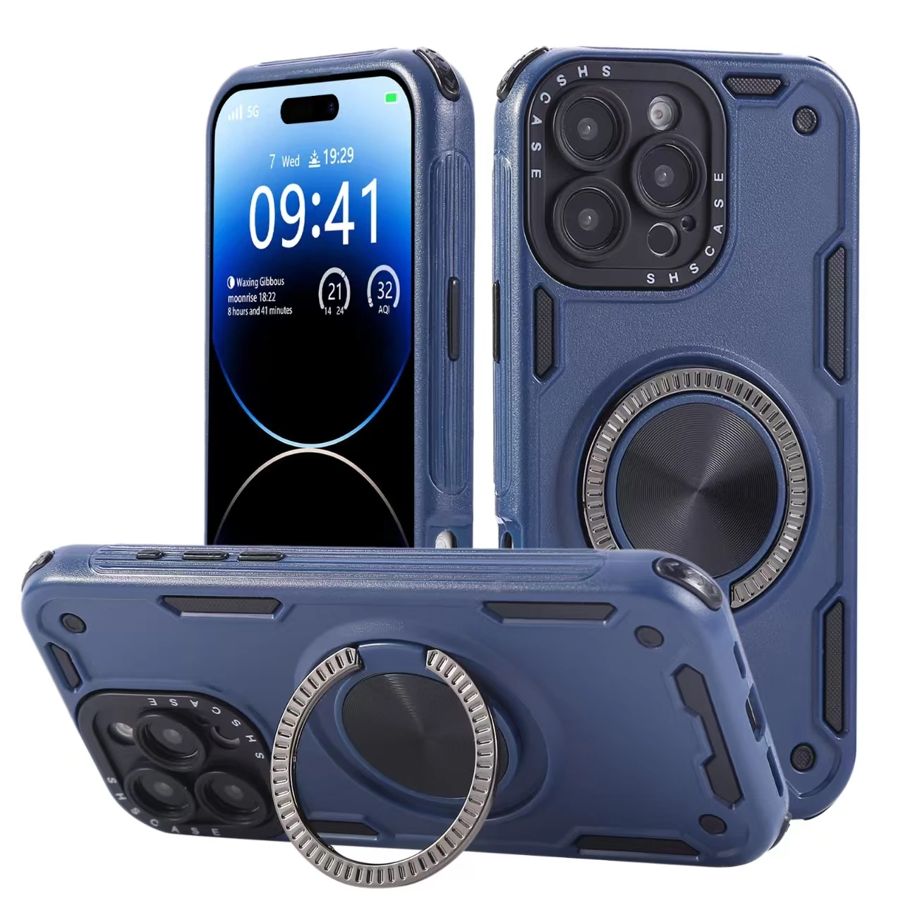 Funda de teléfono giratoria 360 magnética de lujo para iPhone 17 Pro Max 16 Plus 15 14 13 11 soporte de correa para Magsafe cubierta a prueba de golpes