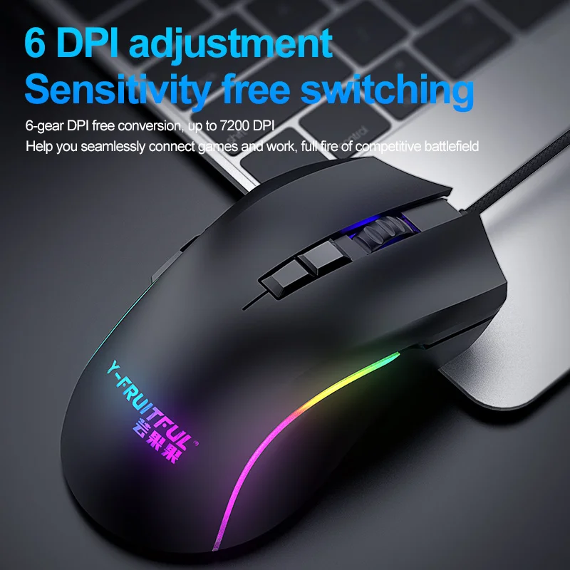 Ratón ergonómico para juegos de ordenador programable con cable USB de 7200DPI - imagen 5