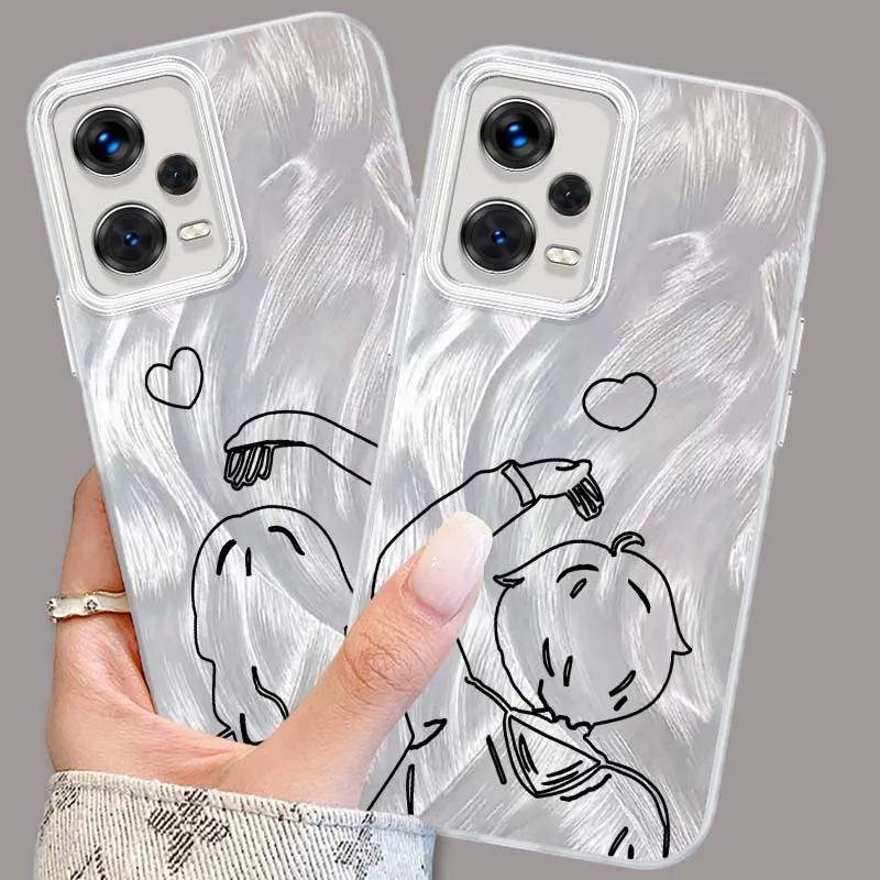 Funda de pareja de línea de moda para Xiaomi Redmi 9 9A 9AT 9C 10A 9T 10 10X 11A 12C 12 13C 13R 14C funda de teléfono con textura de pluma principal