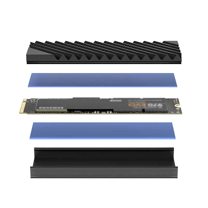 Disipador de calor TEUCER M.2 SSD NVMe M2 2280, junta de disipador de calor de aluminio para disco duro de estado sólido con almohadilla térmica de silicona, accesorios para PC - imagen 4