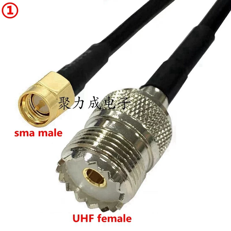 UHF SO239 hembra a SMA engarzado para conector de extensión de Cable RG58 RPSMA a SO239 UHF hembra engarzado para RG58 entrega rápida latón RF - imagen 2