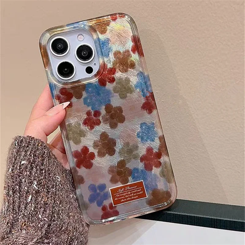 Funda de teléfono INS Vintage con flores mezcladas para iPhone 11, 12, 13, 14, 15, 16, 17 Pro Max 17 Air 16 Plus 16e, funda suave con patrón Vortex - imagen 3