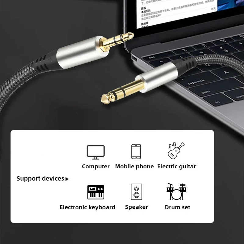 Cable de Audio de 3,5mm a 6,35mm, Cable estéreo de 1/8 macho a 1/4 macho, Cable auxiliar, sonido Hi-Fi, silicona líquida para amplificadores de guitarra y portátil - imagen 4